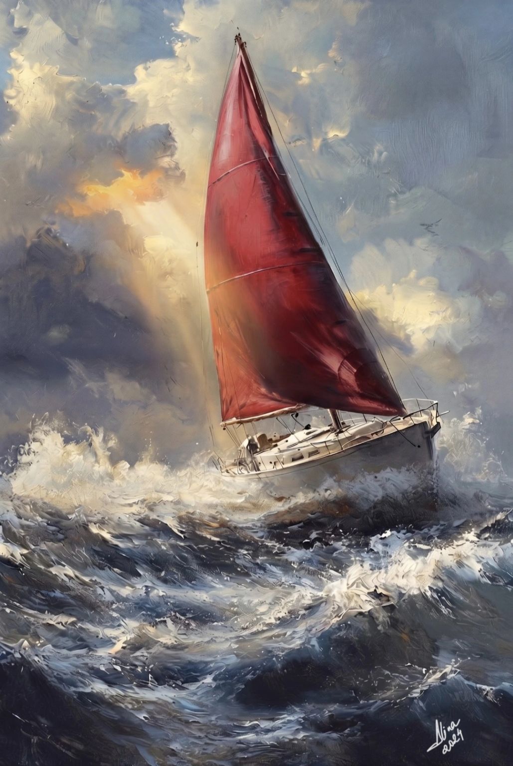 ArteDiAlina.com painting: “Wind and waves favour the best sailor.” - E.G.